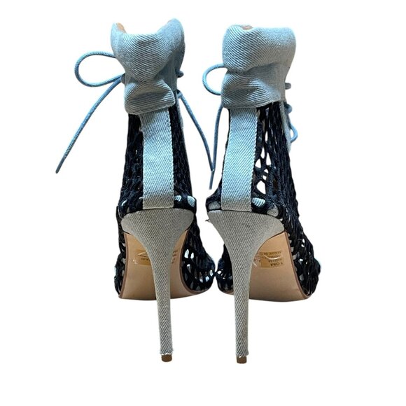 Cape Robbin Womens Light Blue Lace-Up Mesh Peep Toe Stiletto Heels Size 10M - Picture 3 of 15